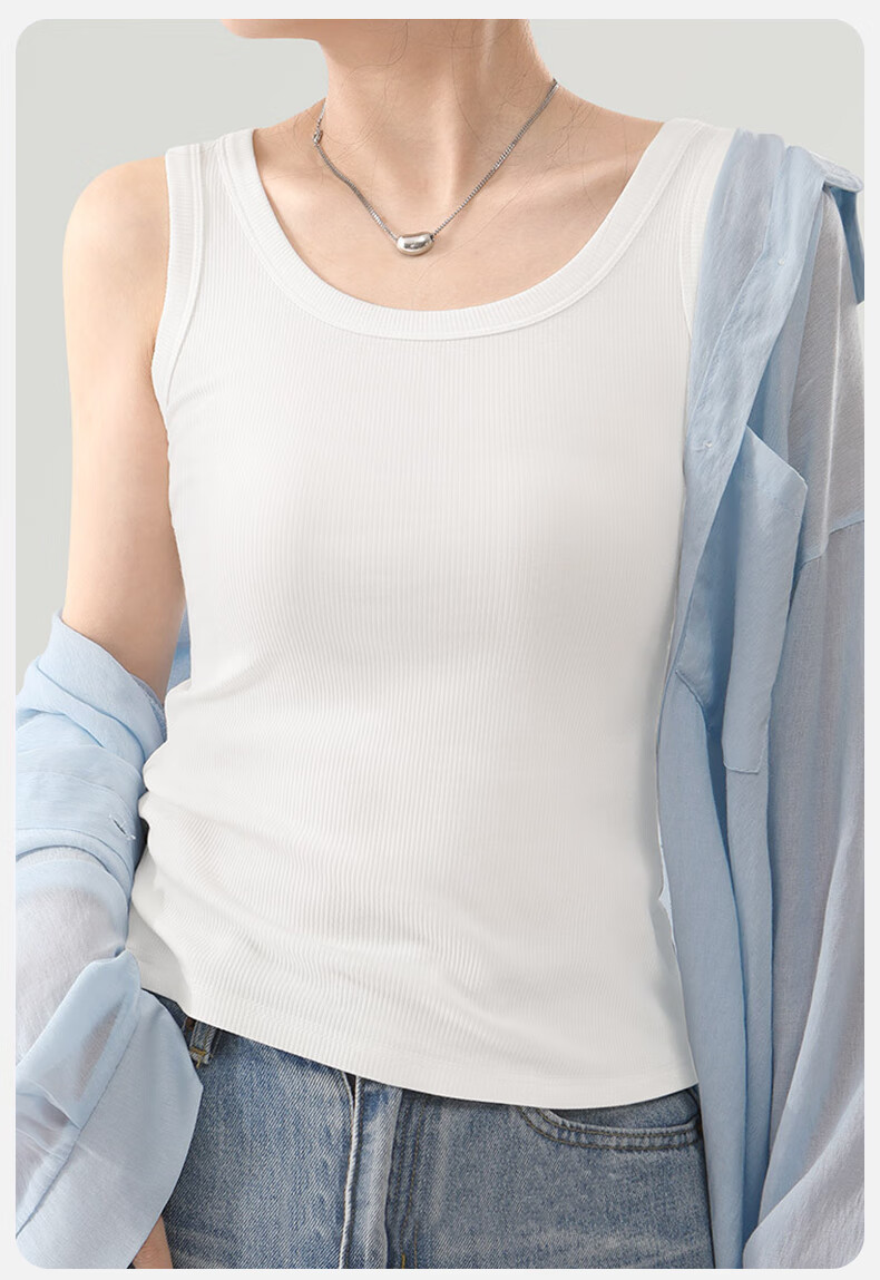 BOPRUIEY Women's Camisole Tank Top with Built-In Bra Pads, Thin Summer Undershirt, Sleeveless Sports Bralette for Layering Or Outer Wear 13