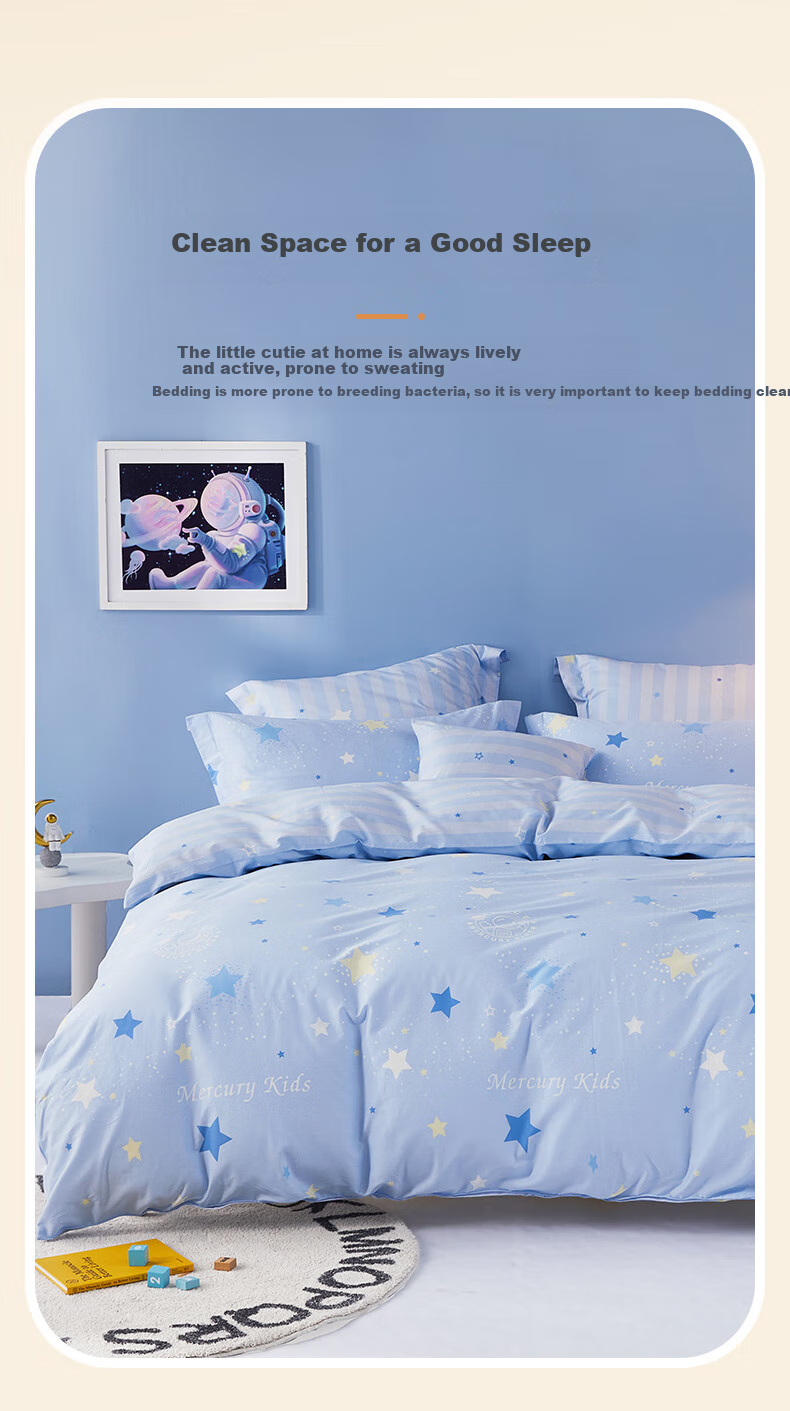 MERCURY Kids Cotton Duvet Cover, 100% Pure Cotton Class A Quilted Bedding, Antibacterial Single Piece Bedding for Double Bed, 220x240cm 2