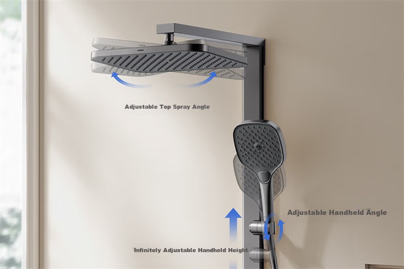 ARROW Shower Head with Large Storage Square Tube, White Bathroom Full Copper Piano Key Shower Head AE34191MZMKW2 33