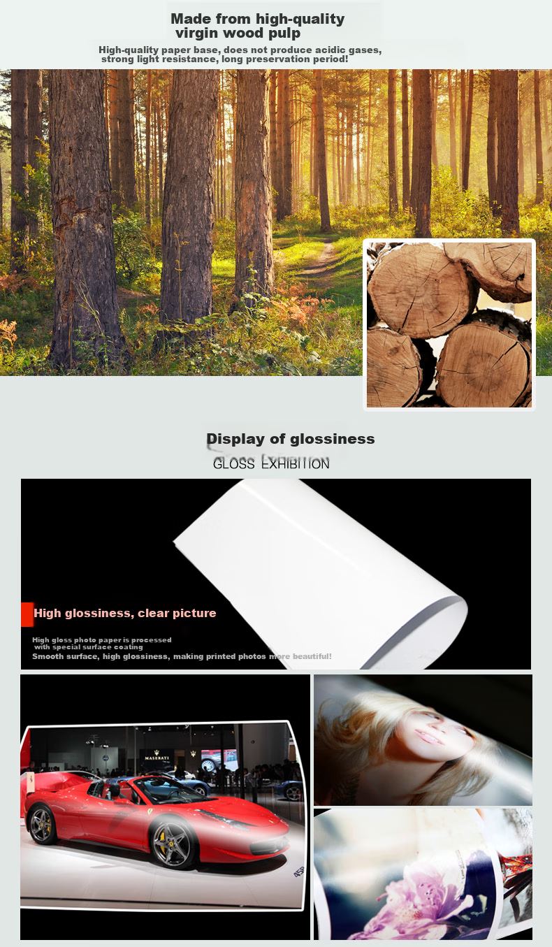 Elifo Photo Paper A4, High Gloss Paper, Printing Paper for Inkjet Printers, Glossy Photo Paper, 230g, 20 Sheets 2