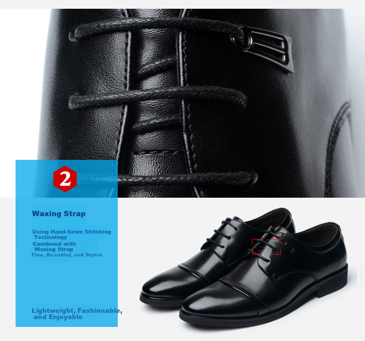 Poitulas Men's Leather Shoes, Business Casual Shoes with Three-Point Lace-Up, Formal Dress Shoes, Wedding Shoes for Men, 6806 Black, Size 38 4