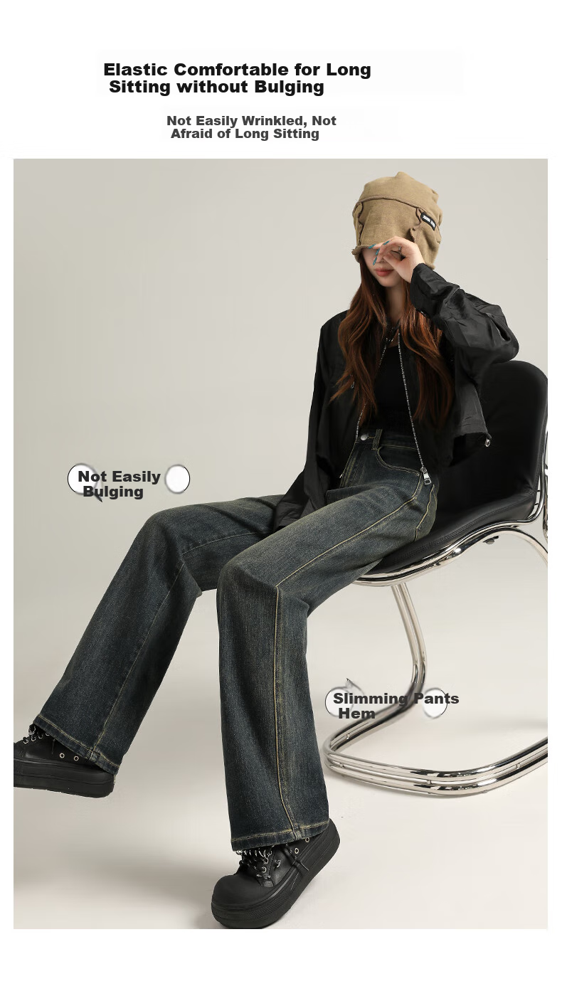 Ziyouxi Slim-Fit Wide-Leg Jeans for Women, Spring 2026 New Style, Petite Straight High-Waist Slimming Elastic Loose Floor-Length Pants 6