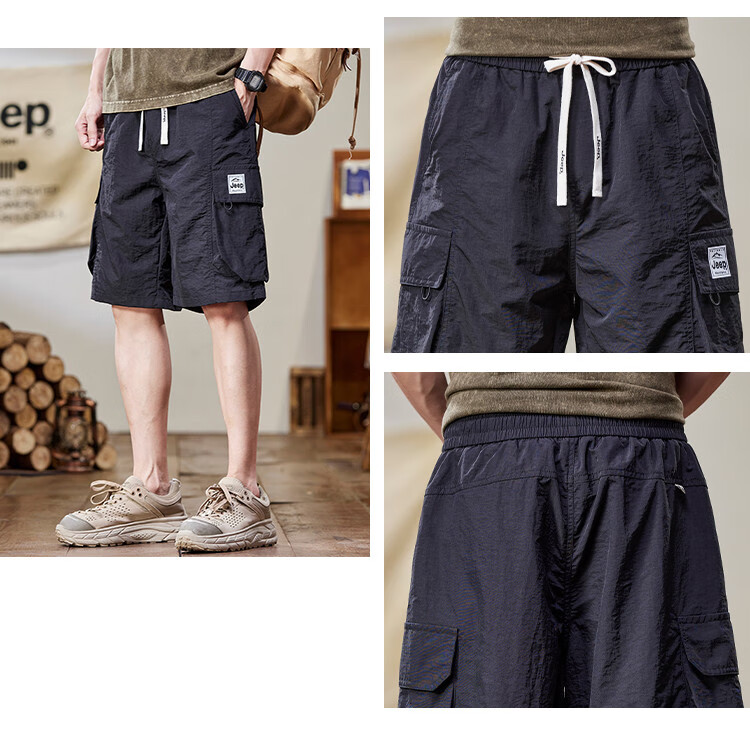 JEEP Ice Silk Quick-Dry Cargo Shorts for Men, Summer 2026 Lightweight Casual Mid-Length Pants, Men's Shorts 2