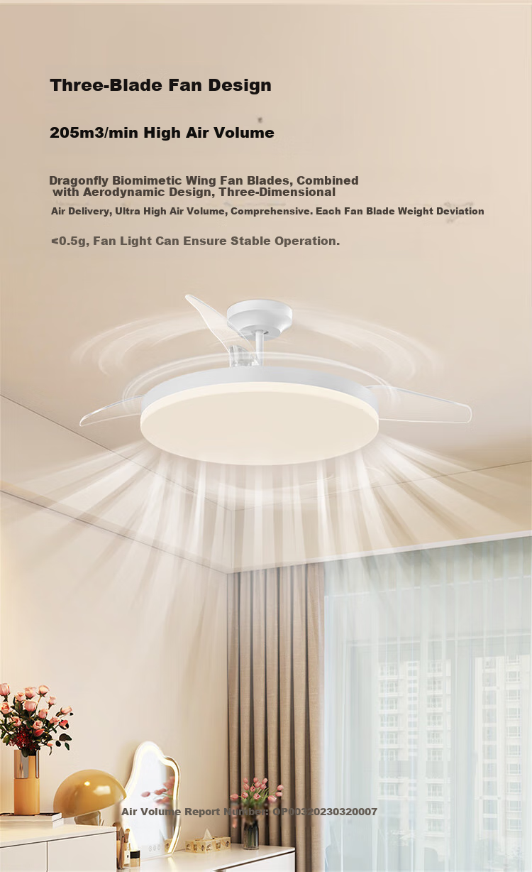 OPPLE Fan Light Remote Control Air Conditioner Companion Lighting Ra98 Dining Room Bedroom Electric Fan Eye Protection Low Noise 42-Inch Ice White 3
