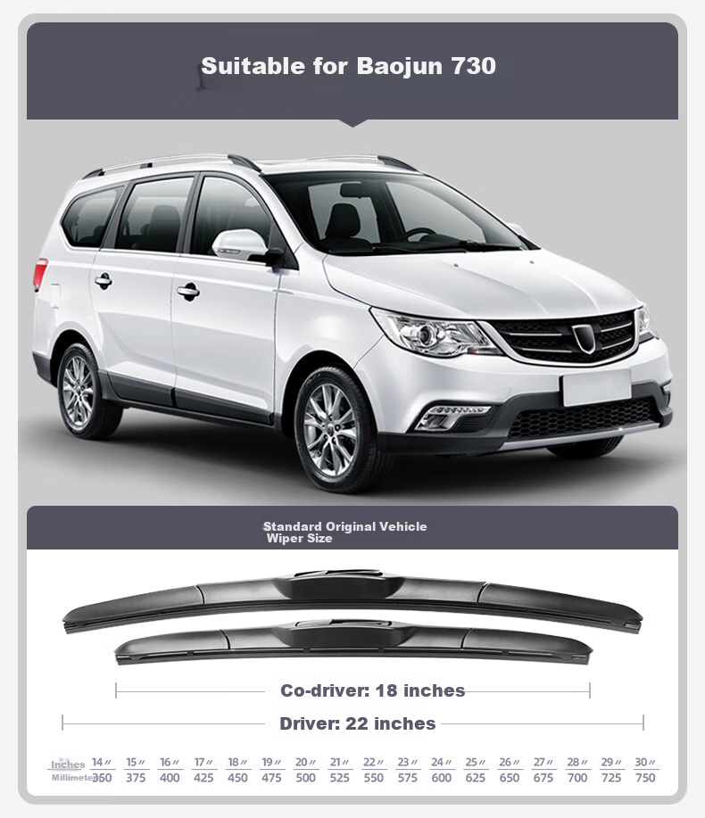 Meisim Jingchi Series Baojun 730 Windshield Wipers for 2014 to 2021 Models, 19 Pieces, 2019 Rubber Strips, 21 Original for 2017 to 2022 Models, 18 Pieces 1