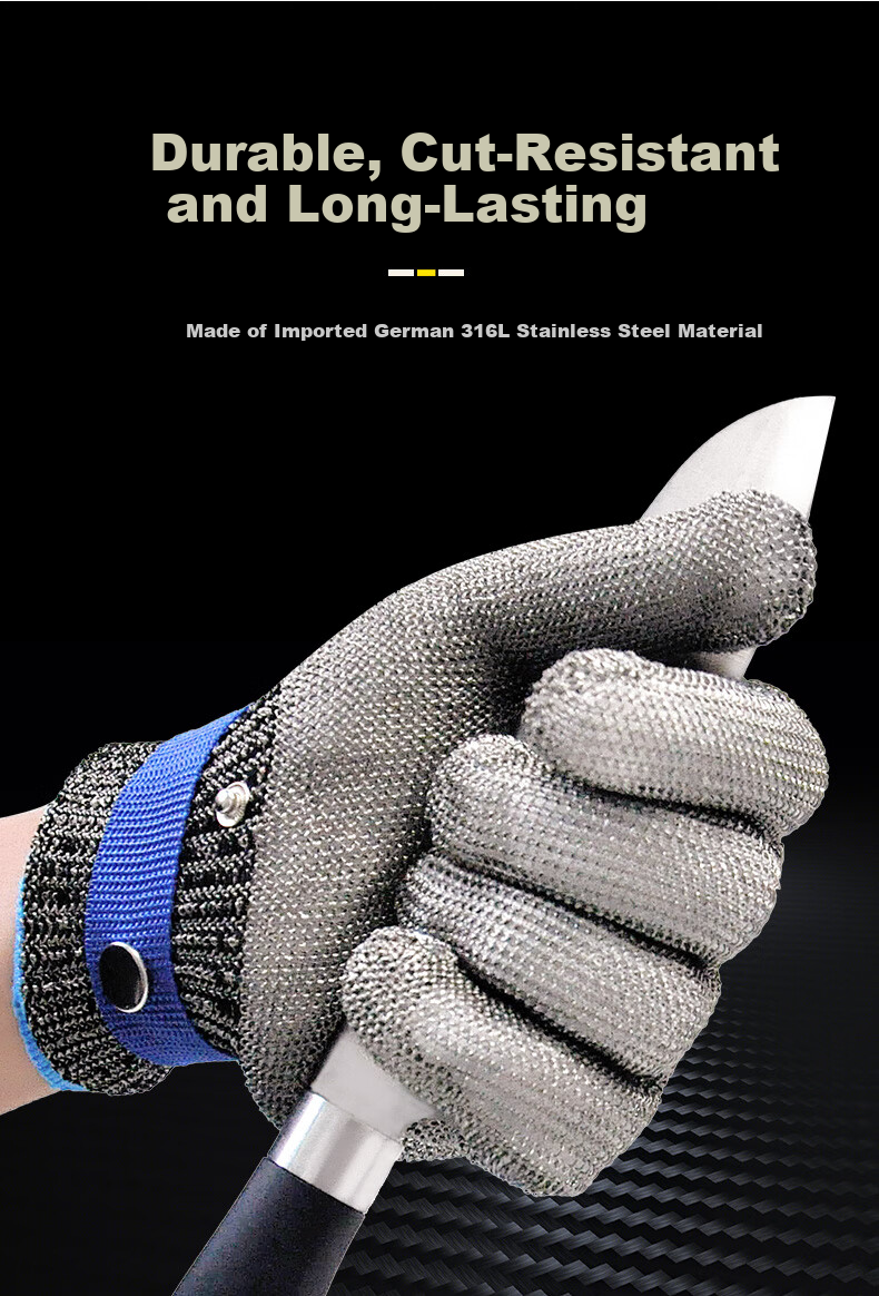 Ams Cut-Resistant Gloves, Anti-Bite Anti-Stab Fishing Knife-Proof Stainless Steel Metal Wire Kitchen Cutting Butchering Specialized One Pair 1706 4