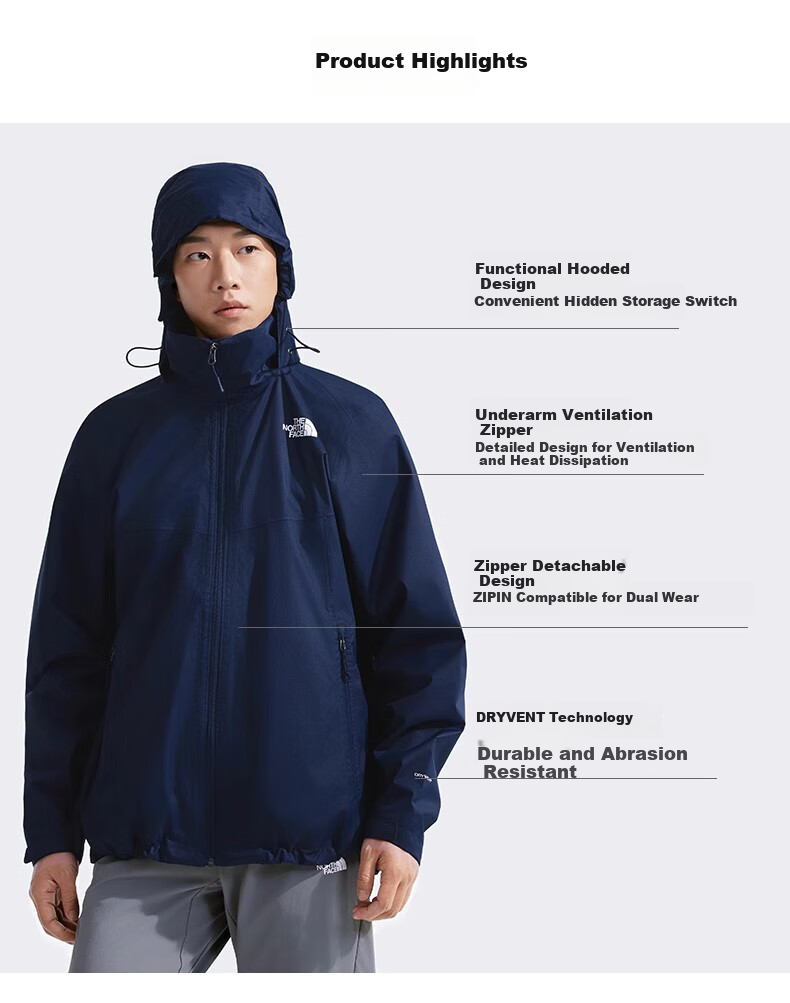 The North Face Men's Outdoor Comfortable Waterproof Breathable Jacket 8EXR Black/JK3 XXL 2