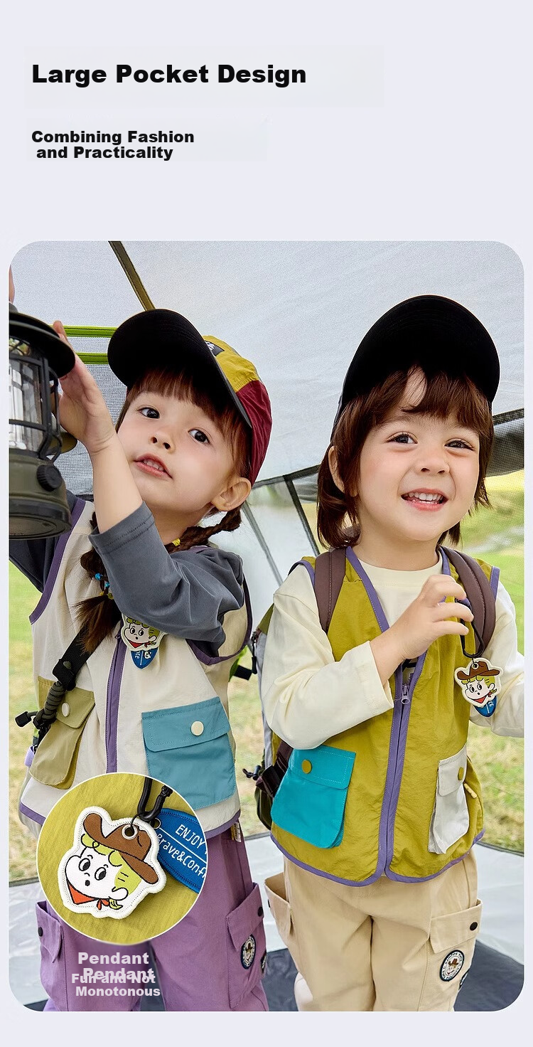 Dudujia Baby Vest Spring Style Trendy Boys' Waistcoat, Spring Fashion Children's Sleeveless Jacket, Stylish Girls' Clothing, Beige, Size 120 3