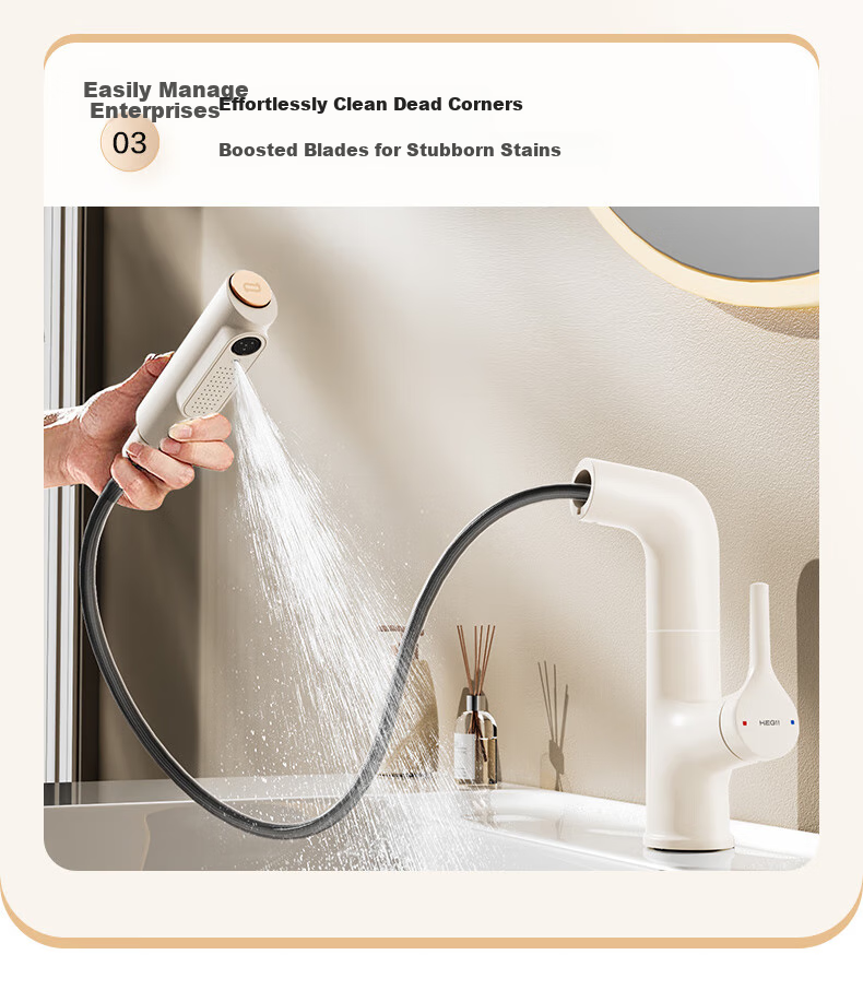 HEGII Pull-Out Basin Faucet, Three-Water Outlet Bathroom Lifting Rotating Hot And Cold Water Tap HMF927-115 7