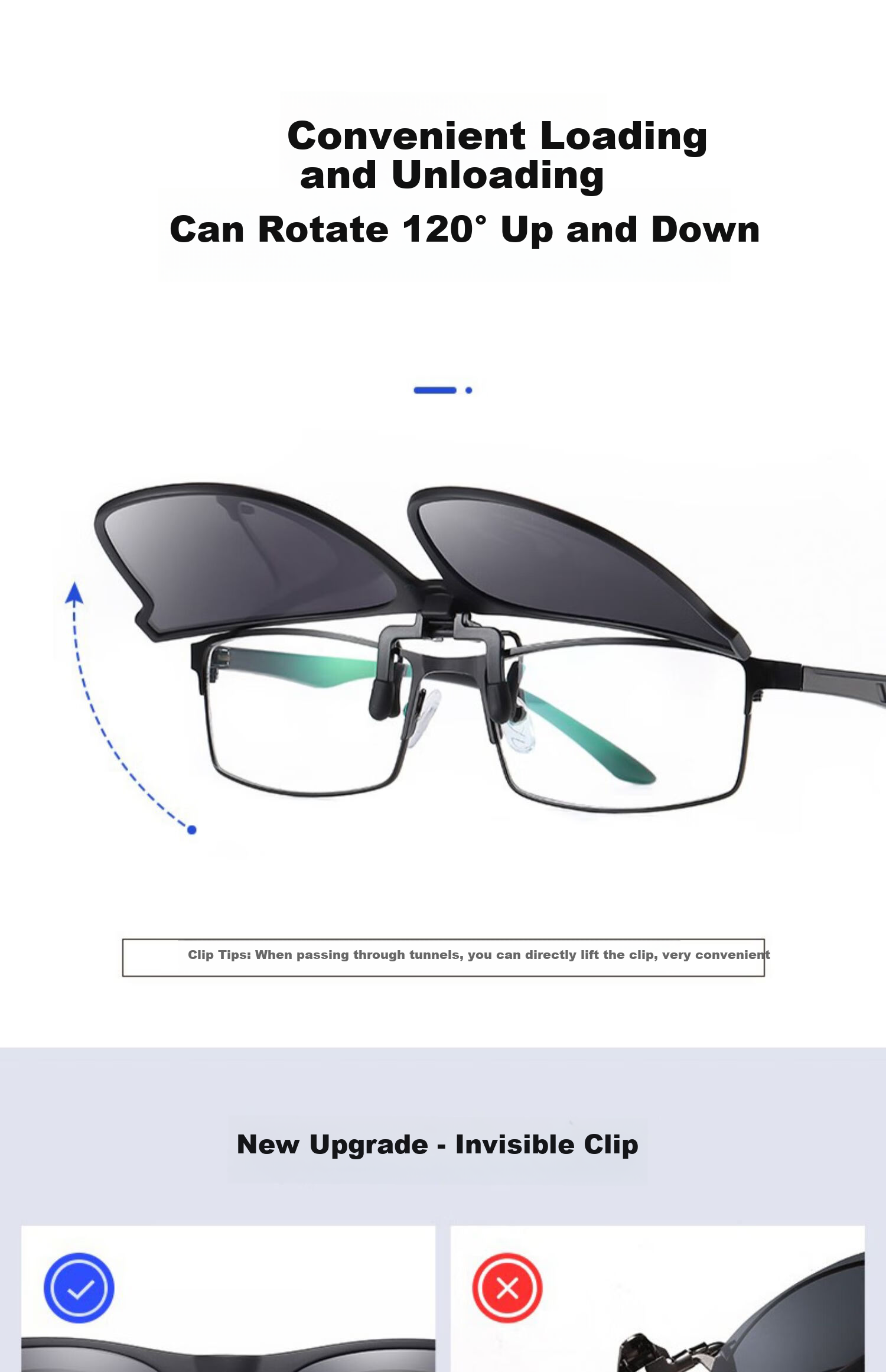 GOGOSOON Myopia Glasses And Sunglasses Clip-On, Ultra-Light Invisible Clip-On Polarized Glasses for Men And Women, Specially Designed for Driving, Men's GM Sunglasses 15