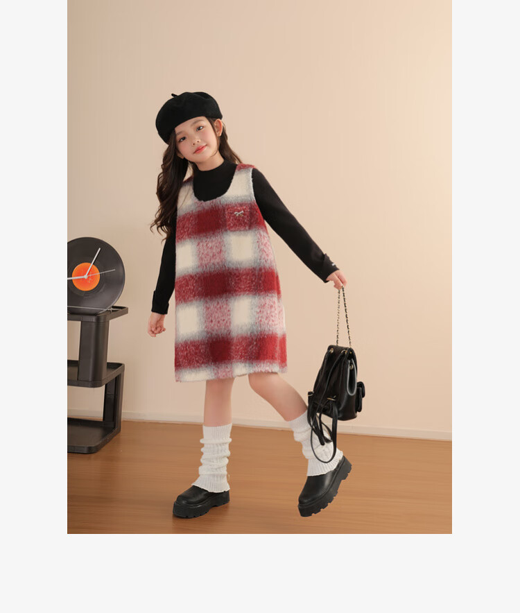LUSON Chen Dazhu Girls' Vest Dress 2025 Autumn Winter New Year Greeting Red Children's Dress 10
