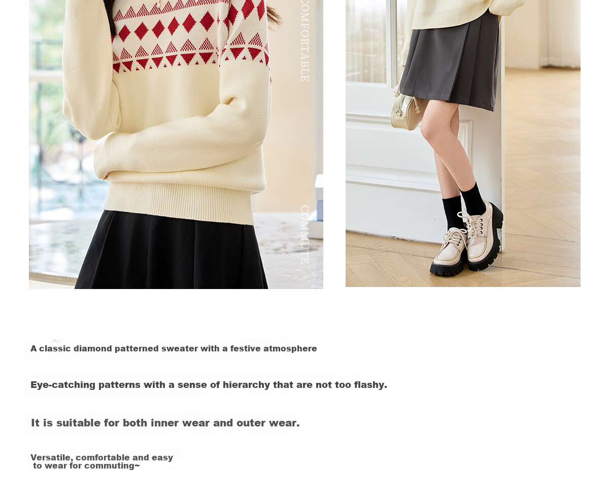 PinCai Knitted Sweater for Women, Round Neck, Retro And Gentle, Suitable for Outdoor Wear, Christmas Style, Lazy And Soft Knit Sweater P144Z9008 20