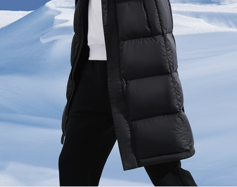 Li-Ning Long down Jacket, Table Tennis Wear, Thickened Warm Windproof Coat, Unisex Style, Black, Size M 23