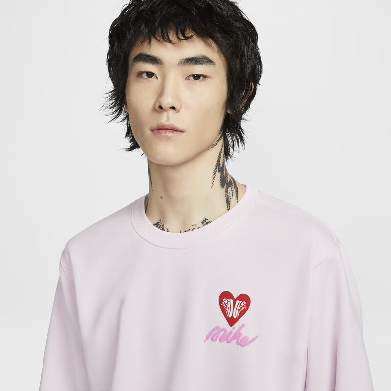 NIKE Men's Spring And Autumn Round Neck Sweatshirt, Casual Sports, Fashionable Versatile, IB8233-663, Pink XL 3