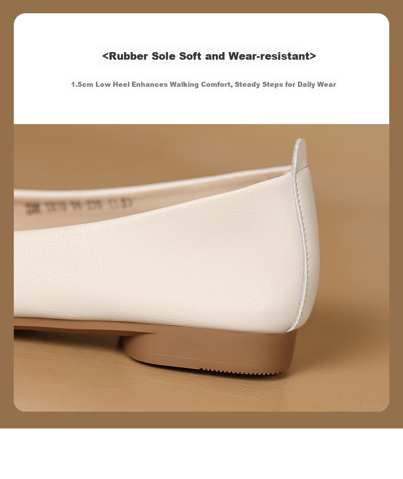 ZHR Women's Single Shoes, Genuine Leather, Elegant Commuter Style, Simple Casual Flat Comfortable Non-Tiring Work Shoes for Wome 8