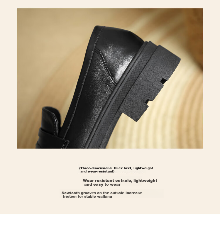 ZHR Women's Loafers with Chunky Heel, Soft Sole, Casual Women's Shoes, Retro Round Toe Shoes FTEP09 Black 38 6