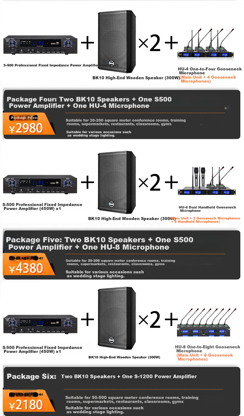 HYUNDAI BK10 Professional Small to Medium-Sized Conference Room Audio System, Wall-Mounted Speakers, Bluetooth Amplifier, Wireless Microphone Combination for Teaching, Training, And Shop Systems Equipment 4