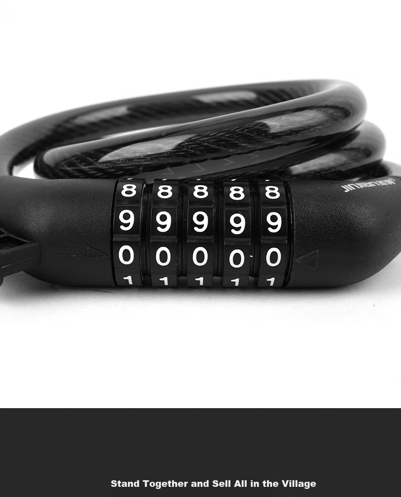 Jinjian Bicycle Lock, Five-Digit Combination Lock, Anti-Theft Glass Door Lock, Mountain Bike Ring Lock, Black 2