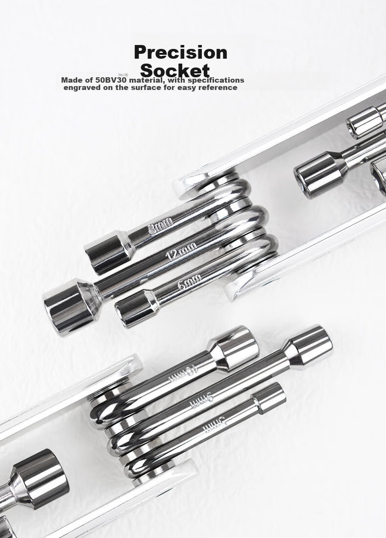 JERXUN Folding Socket Wrench And Screwdriver Set, Multi-Functional Hex Wrench, Auto Repair Disassembly Household Small Tool Kit 7