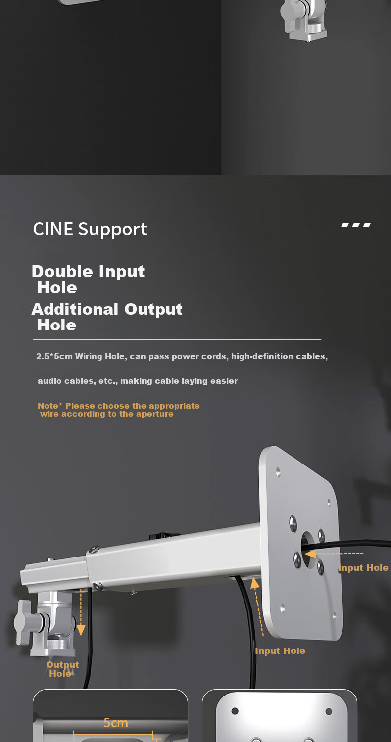 CINE Projector Wall Mount Bracket Bedside Hanging Wall Stand Suitable for XGIMI RS20, H6, Dangbei D7X, Hisense M2, Jmgo N1S, Big Eye Orange Projectors Wall Mount PH36 Silver 5