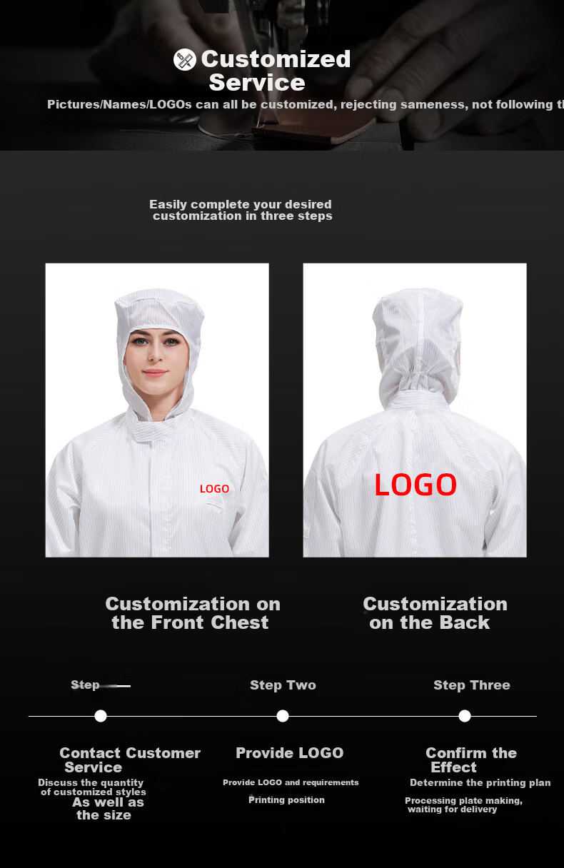 WK Cleanroom Suit, Dust-Proof Suit, Anti-Static Workwear, Clean Room Garment, Striped Hooded Three-Piece Suit, White, XL, Customizable 6