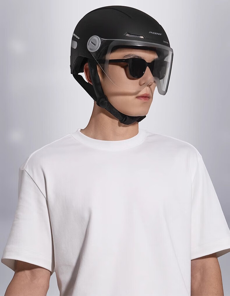 Phoenix Electric Vehicle Helmet Unisex New National Standard 3C Certified Safety Helmet Four Seasons Universal Winter Warm Anti-Fog Electric Scooter Motorcycle Half Helmet Large Size 3C Matte Black +  24