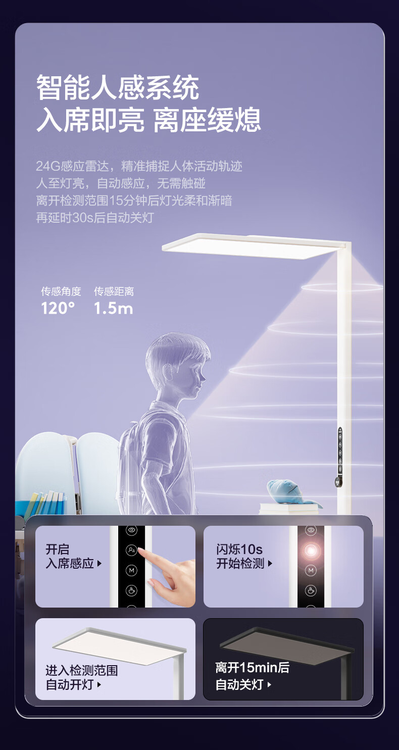 Panasonic Floor-Standing Eye Protection Lamp Premium Edition, Purple Light 150W, Large Panel, Full Spectrum Eye Protection Study Lamp 20