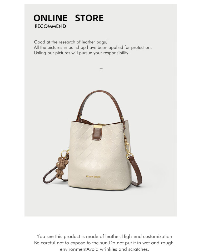 YUYULA Leather Handbag, Women's Crossbody Bucket Bag, Commuter Luxury Shoulder Bag, Birthday Gift for Wife Or Girlfriend on May 20th 2
