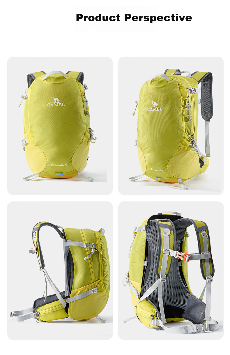 CAMEL Dawn Outdoor Lightweight Hiking Backpack, Sports Camping Leisure Travel Mountaineering Pack, Lemon Yellow 13