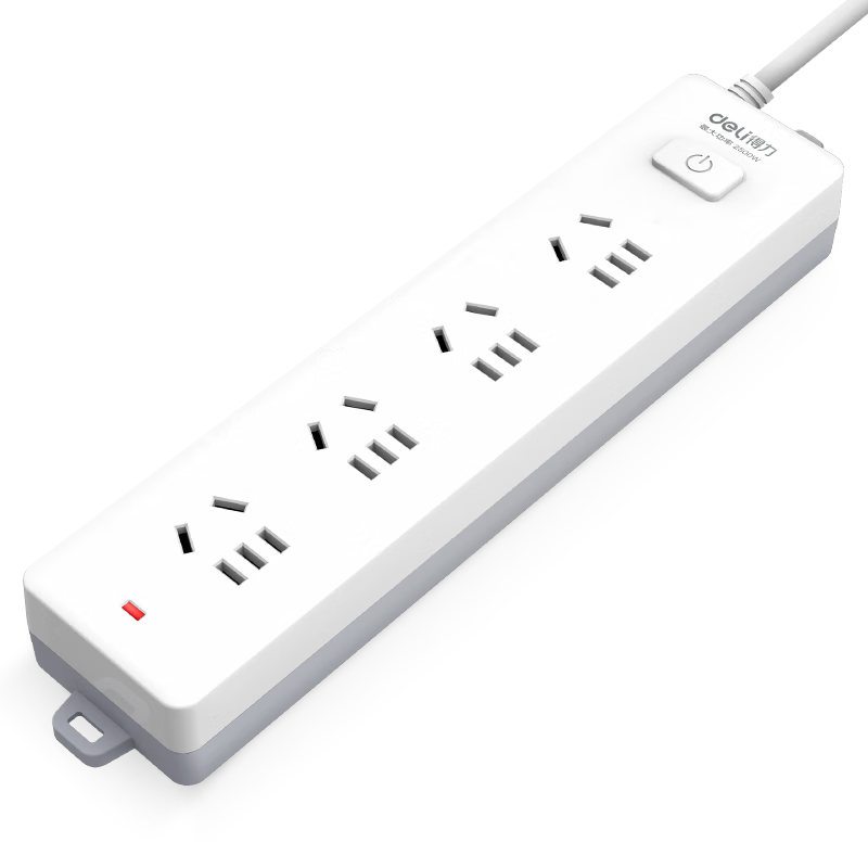 Deli 3C Certified National Standard Safe Power Strip, Power Bar/Extension Cord/Power Board/Surge Protector, Master Switch, Child Safety Lock, 4 Combination Outlets, 2 Meters, 18253(02)