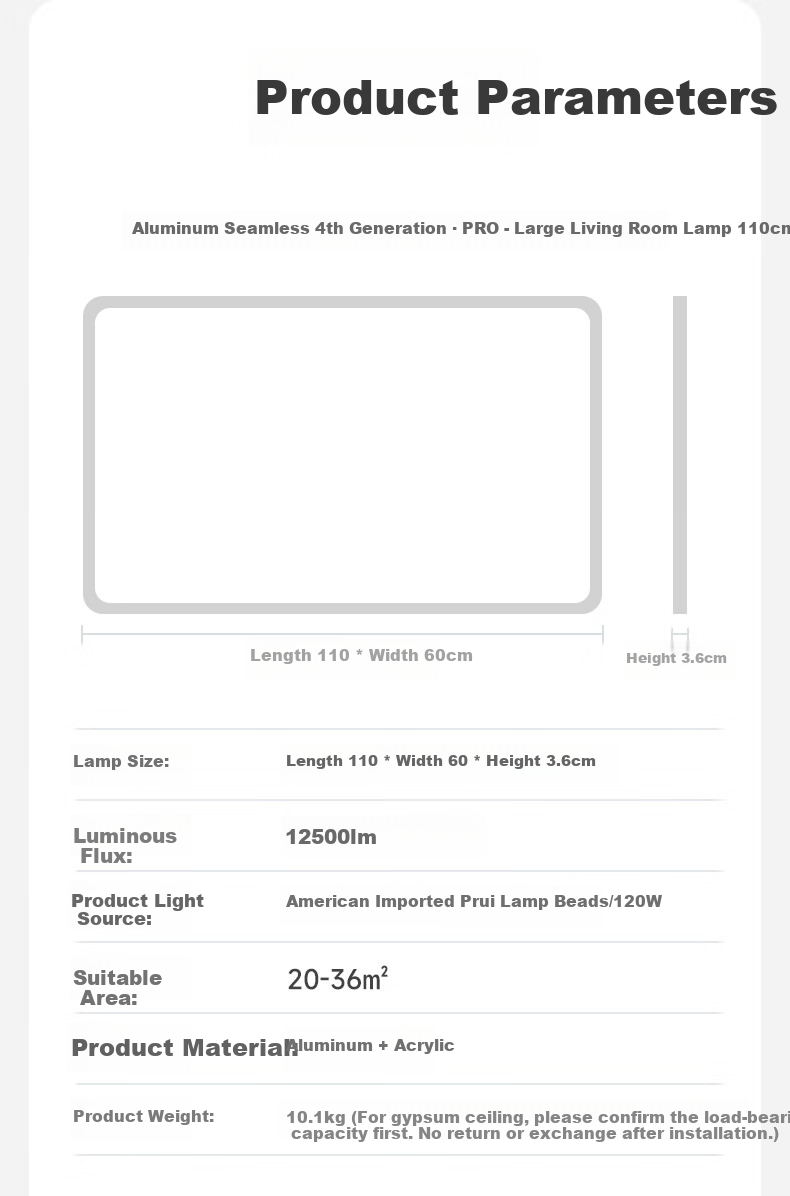 Jiandun Full-Spectrum Seamless Eye Protection Ceiling Light for Living Room, 4th Generation Pro Ultra-Thin Modern Minimalist All-Inclusive Price 20