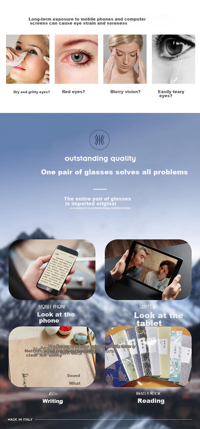 NANNINI Imported Anti-Blue Light Reading Glasses, Lightweight, Fashionable, Foldable, Portable, Frameless, High-Definition Reading Glasses, Amber Color, 100 Degrees 6