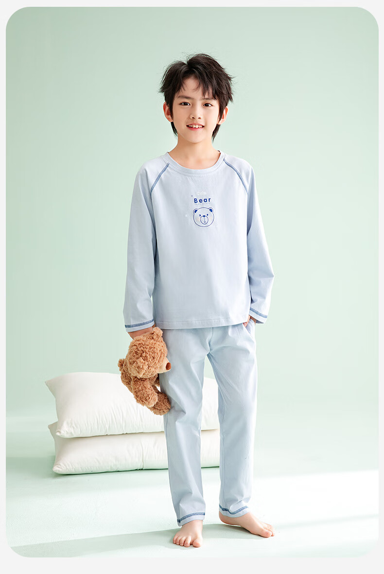 Fenteng Children's Pajamas, Spring New Arrival, Pure Cotton Cute Bear Design, Breathable Boys' Loungewear 11