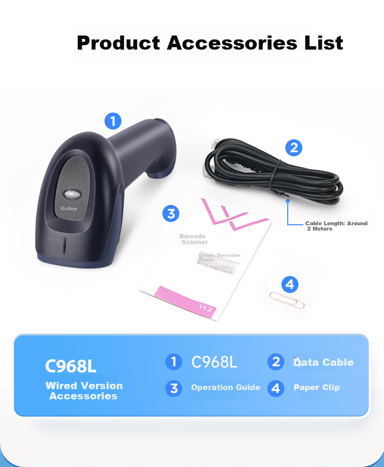 Chiteng Wired 1D/2D Barcode Scanner for Pharmaceutical Traceability, Retail Express Warehouse Logistics Supermarket Product Barcode WeChat Payment Cashier Scanner C968L 13
