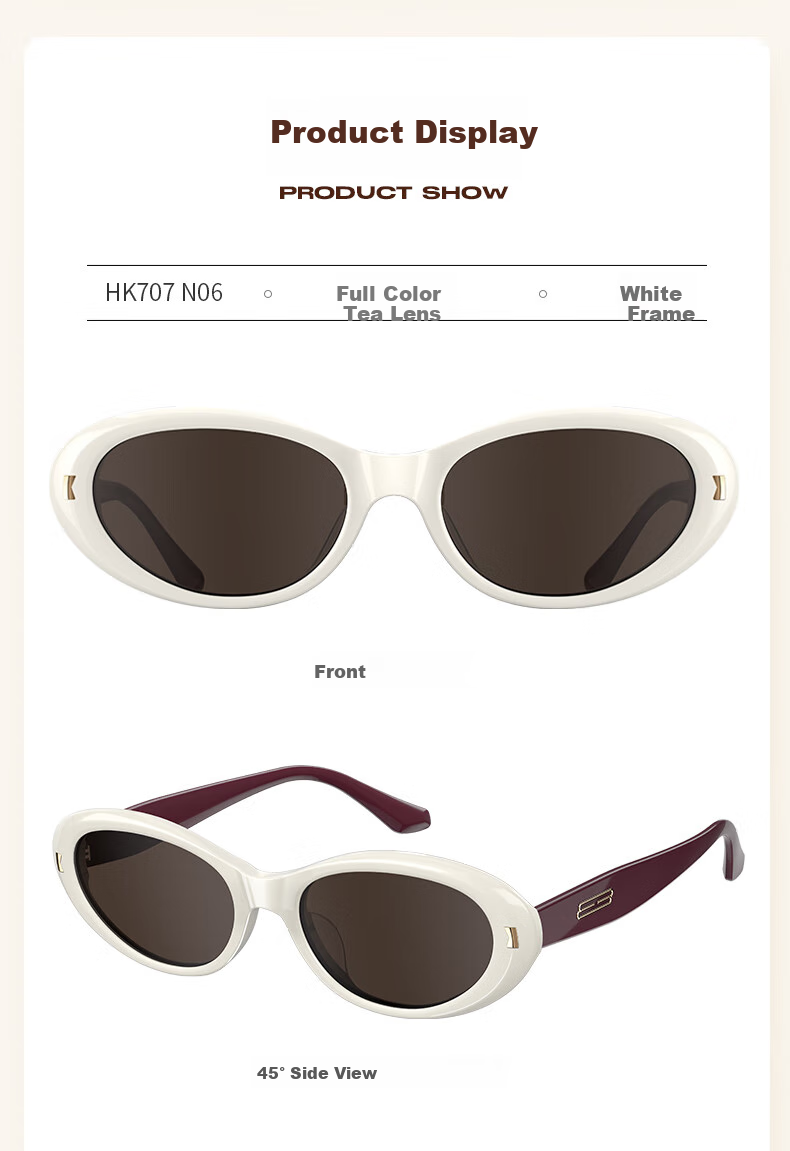 HELEN KELLER [Yeyeming] Cat Eye Sunglasses, Black Retro Oval Sunglasses for Women And Men, Trendy Sunglasses HK707H01 12