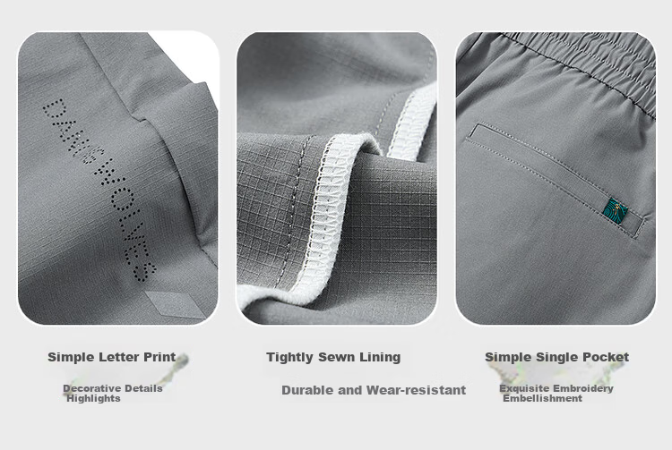 DANCING WOLVES [Elastic Waist] Breathable Quick-Dry Easy-Care Casual Pants Men's Casual Shorts, 211 Gray-Green, 56/XXL 3