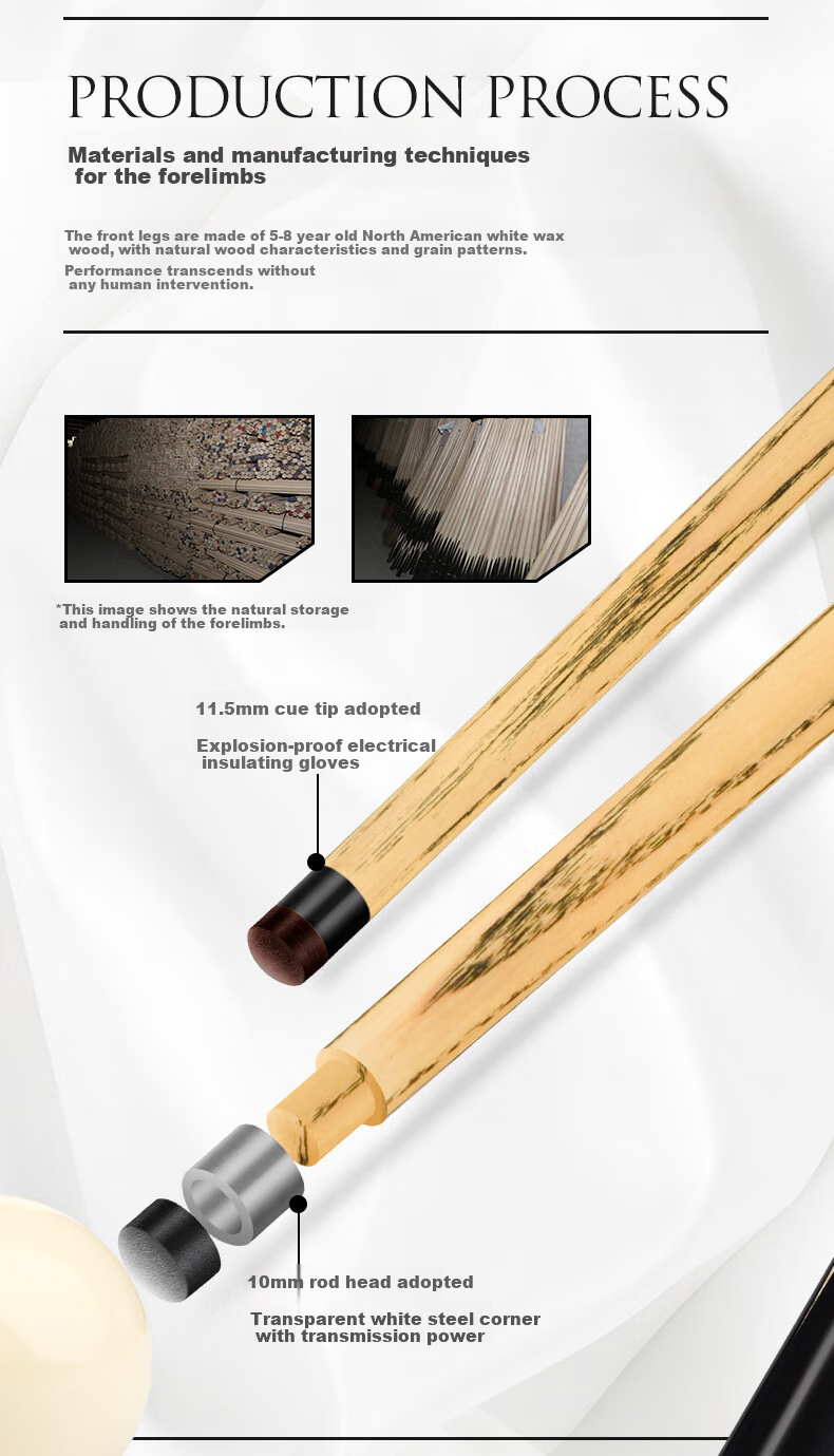 Aomi Xianyan Billiard Cue, Detachable 9.5mm Black 8 Snooker Cue, Small Tip 16 Color Black Eight Ball Cue, Pool Cue 6