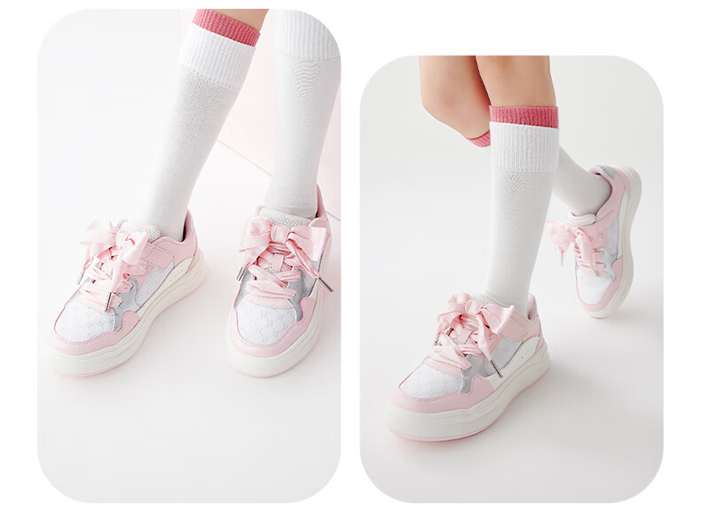 BALABALA Children's Shoes, Girls' Low-Top Sneakers, White Casual Shoes for Spring, Non-Slip New Year Shoes, Breathable Trendy Footwear 8
