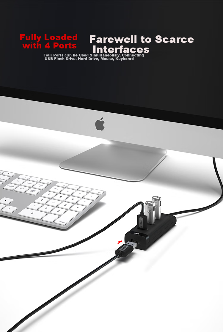 DM Daimai USB Hub 2.0, 7-Port Hub Expansion Dock, Laptop And Desktop Computer Multiport Adapter, USB Extension Cable Converter, CHB072 3