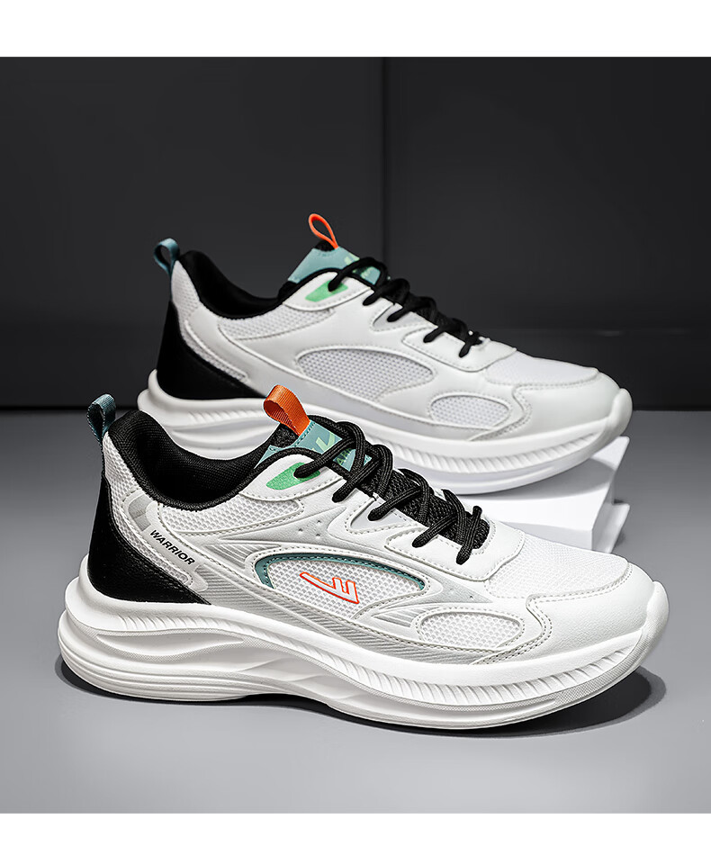 Warrior Official Men's Sports Shoes 2026 Summer New Thick Sole Breathable Casual Shoes White Light Gray Size 41 15