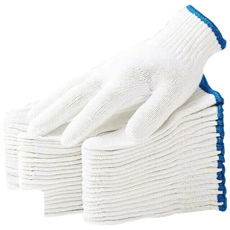 Gongpinxing Cotton Work Gloves, Durable Anti-Slip Breathable Labor Gloves for Construction Sites, Work, Auto Repair, Reinforced Blue Edge, 20 Pairs