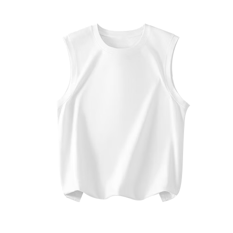 BOPRUIEY Men's Wide Shoulder Tank Top, Pure Cotton Sleeveless Sports Vest, Inner Wear for Fitness, Basketball, Running, White Undershirt for Me