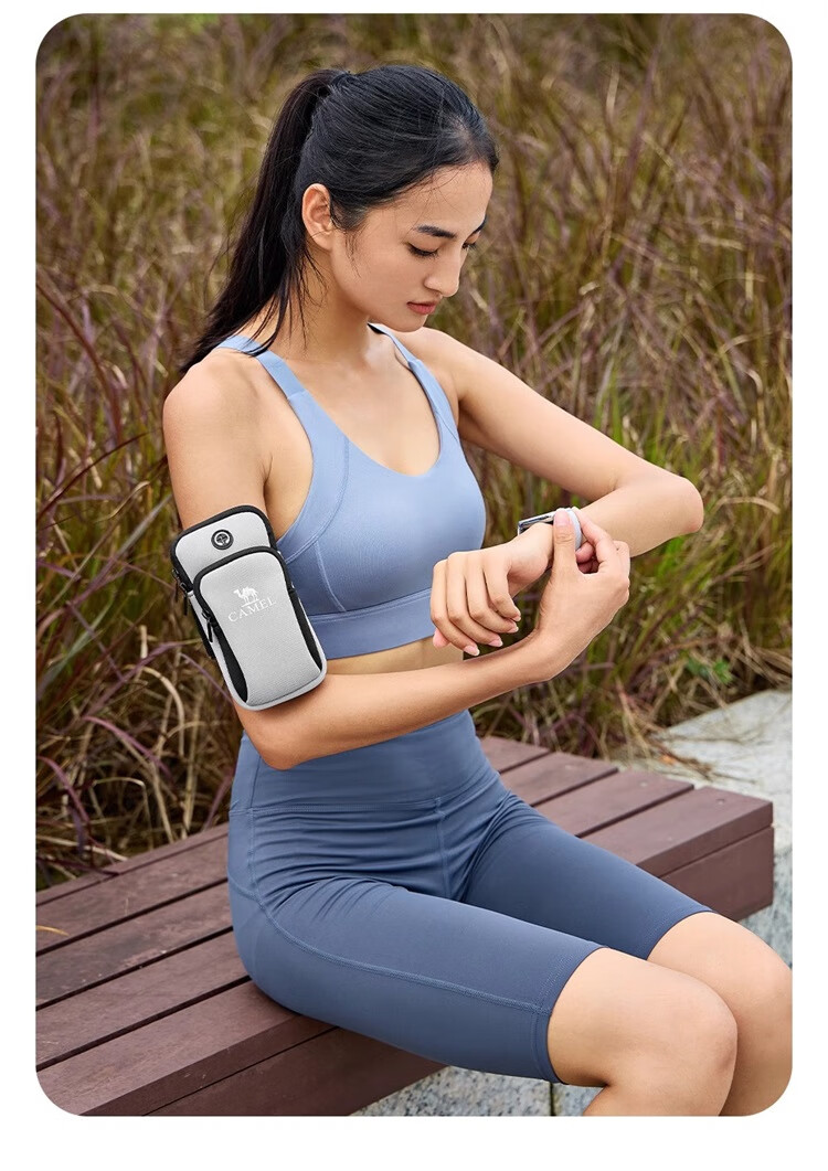 CAMEL Running Armband Phone Holder Unisex Sports Outdoor Wrist Bag Light Gray 22