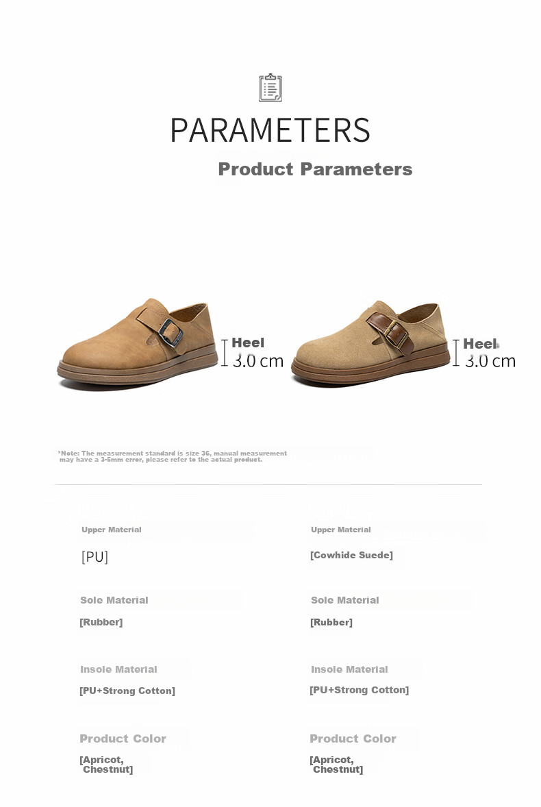ZHR Women's Single Shoes, Versatile And Simple Soft-Soled Birkenstock-Style Shoes, Comfortable Buckle Women's Shoes, JF20, Apricot Color, Size 38 6