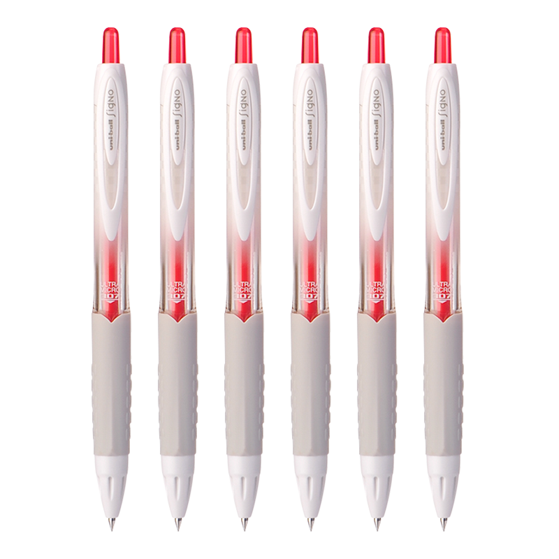 Uni Mitsubishi 0.38mm Ballpoint Pen, Bullet Tip, Neutral Ink, for Financial And Daily Writing, Exam Use, UMN-307, Red, Pack of 5