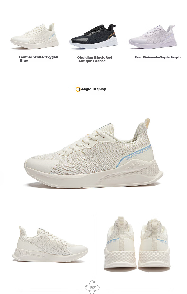 361° Women's Sports Shoes, Spring And Summer Mesh Breathable Lightweight Outdoor Casual Running Shoes for Women, 682116701F-8 32