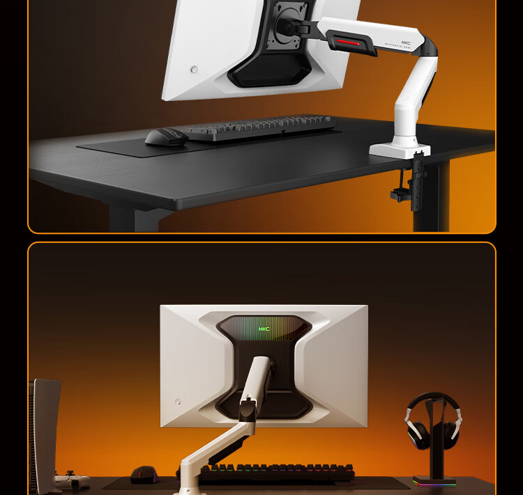 HKC Monitor Arm Mechanical Spring Bracket Display Stand Computer Mount Desk Clamp Screen Riser 10KG Load Capacity Compatible with 22-32 Inch Warm Bronze KR71 21