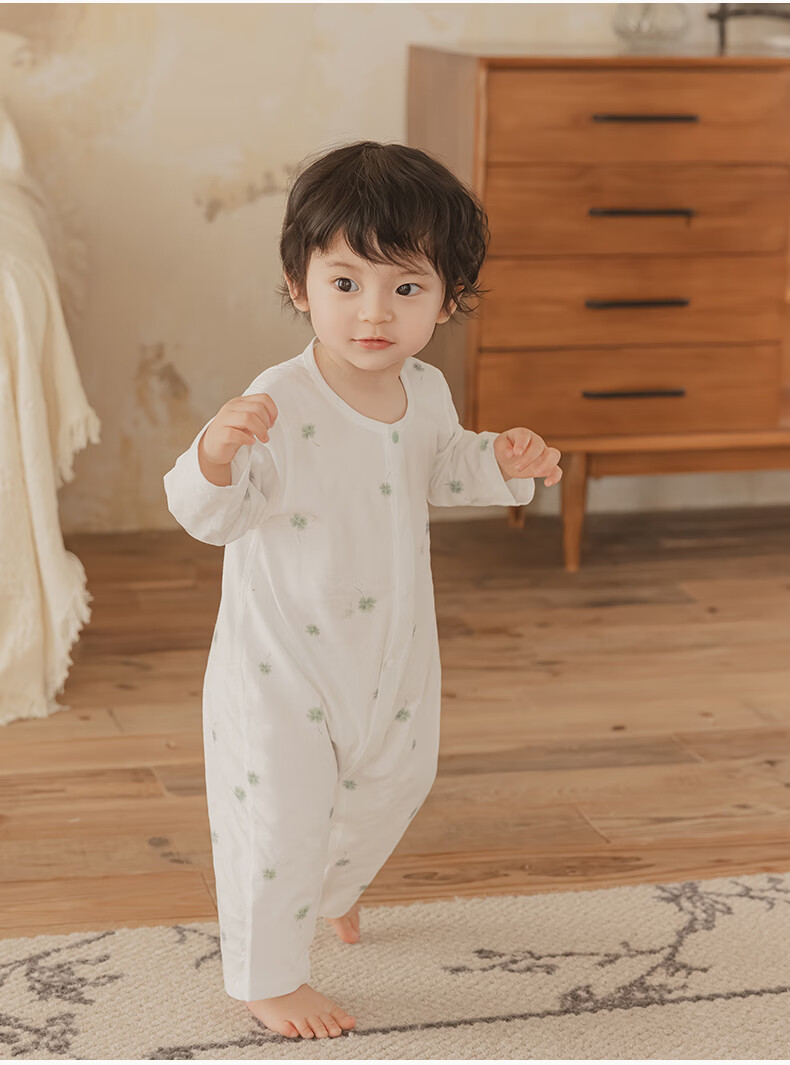 Guaiqi Bear Unisex Baby Pure Cotton Romper Summer Long Sleeve Air Conditioning Suit Newborn Spring Autumn Pajamas Thin Jumpsuit 11