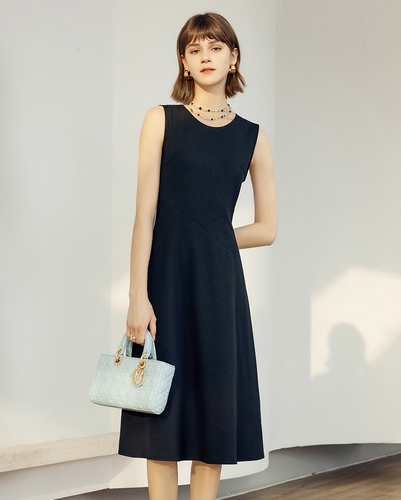 YANYEE Elegant Dress Women 2024 Autumn Waist-Slimming Simple Vest Dress Inner Dress Black 1 XL 3