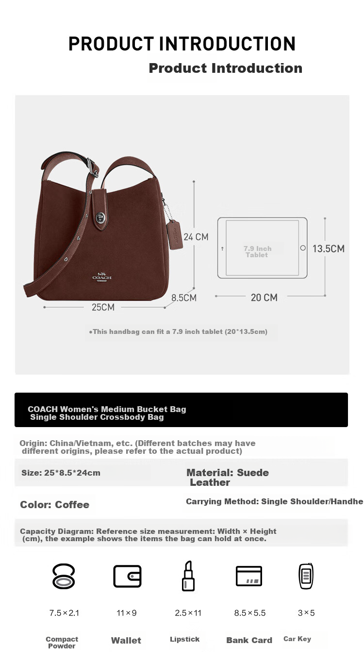 COACH [Brand Direct Supply] Gift for Women, HADLEY Medium Shoulder Crossbody Bucket Bag, Blue CW004 3
